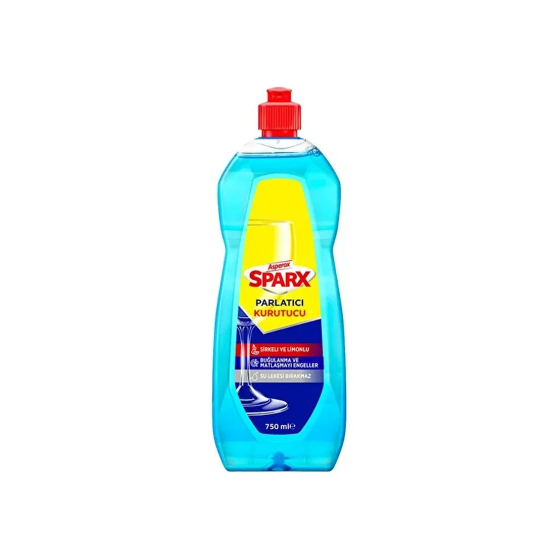 مایع جلادهنده ماشین ظرفشویی آبی آسپروکس مدل Sparx با رایحه سرکه و لیمو حجم 750 میلیلیتر
