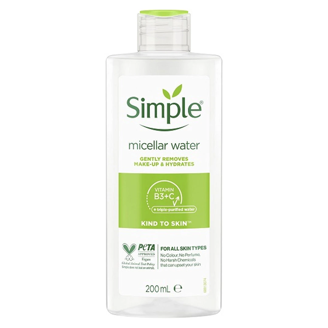 محلول میسلار واتر سیمپل simple مناسب انواع پوست حجم ۲۰۰میل